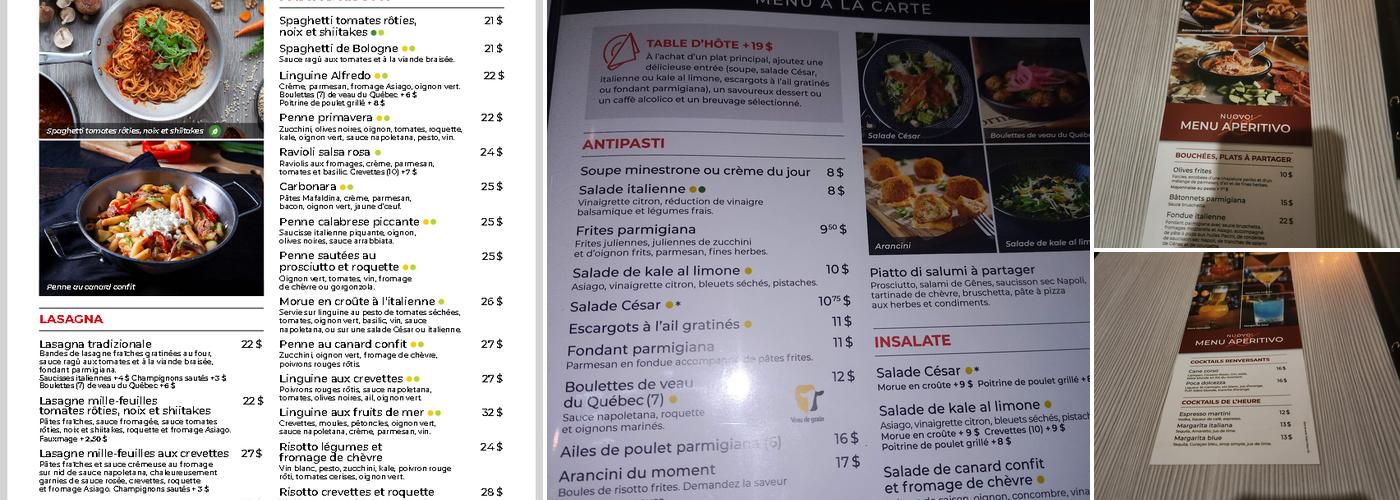 Pacini Longueuil Menu
