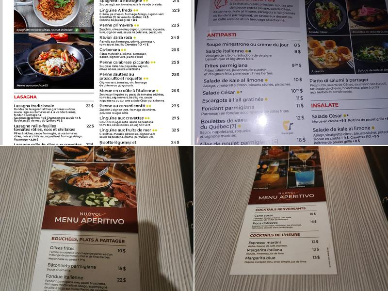 Pacini Longueuil Menu