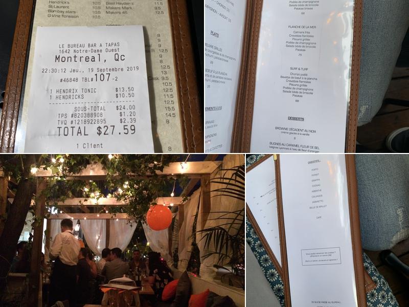 Le Bureau Bar Tapas Menu