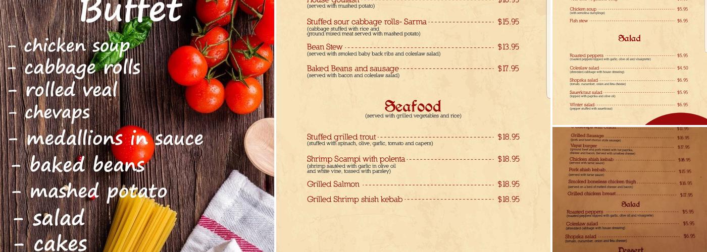 Ethno Restaurant Vayat Menu