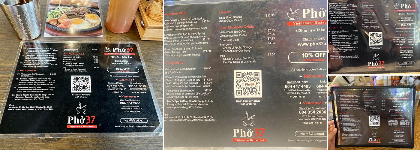 Pho 37 Menu