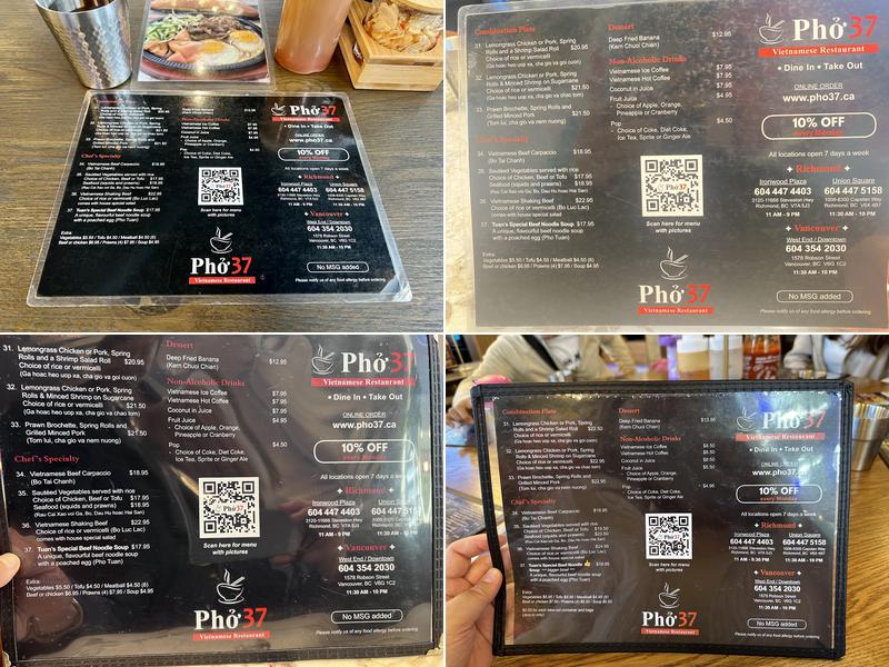 Pho 37 Menu