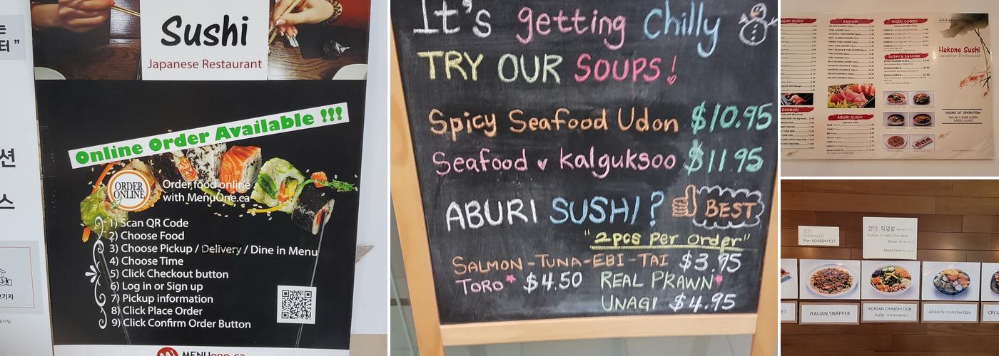 Hakone Sushi Menu