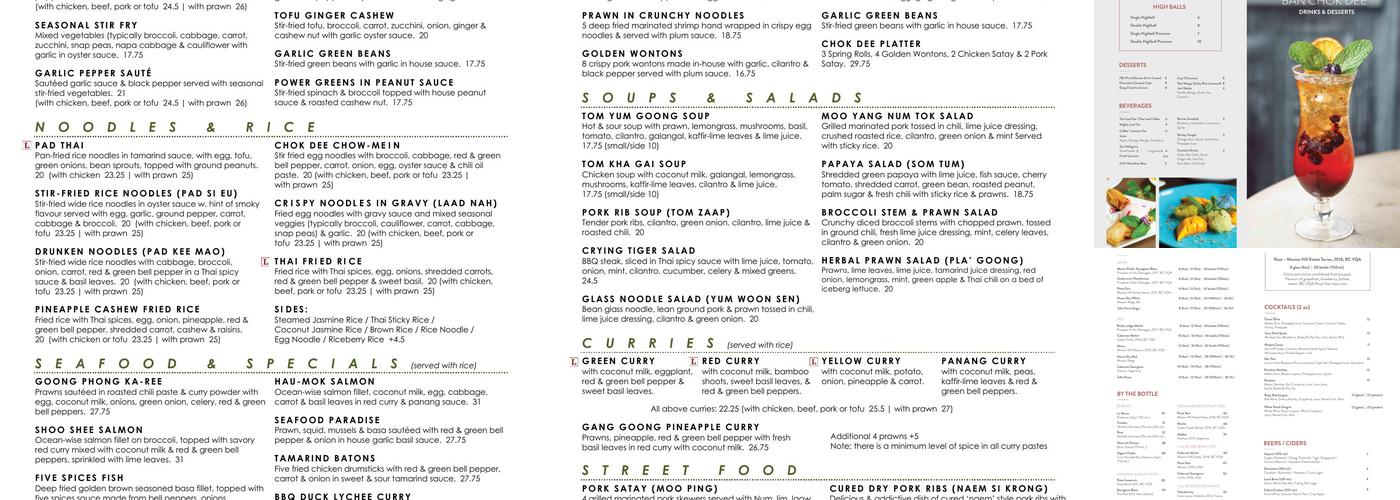 Ban Chok Dee Thai Cuisine-Maple Ridge Menu