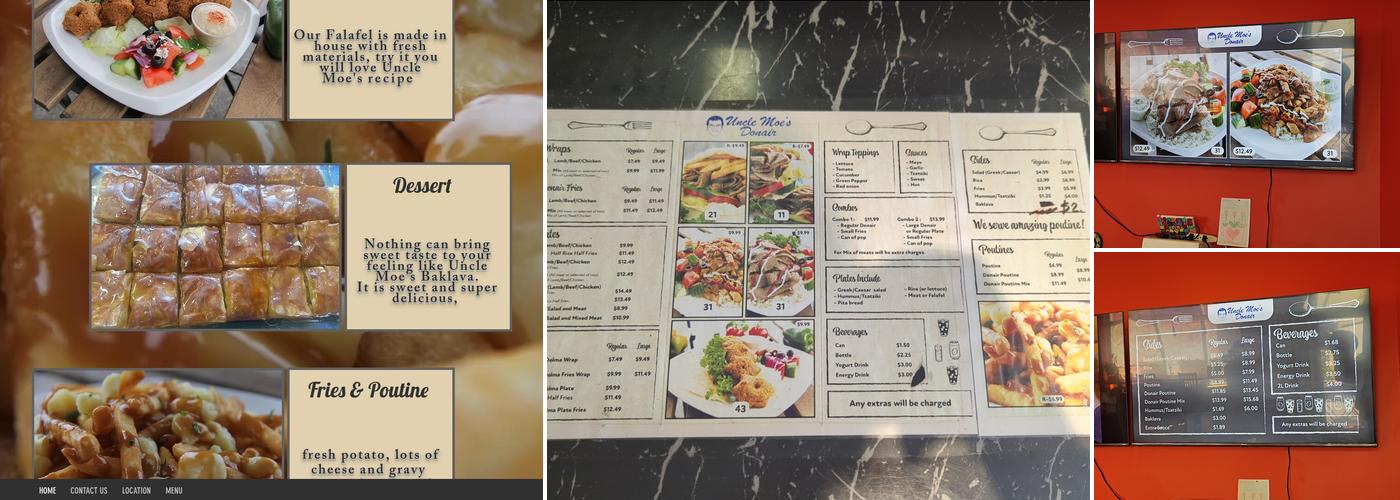 Uncle Moe's Donair Menu