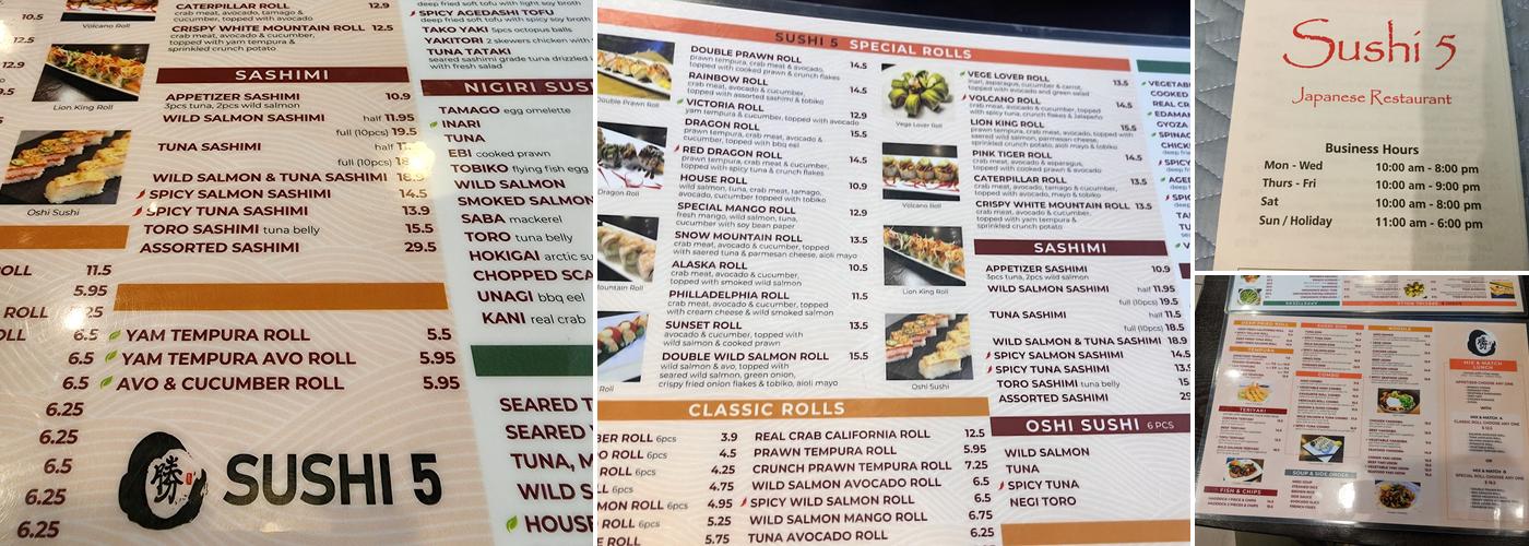 Sushi5 Menu