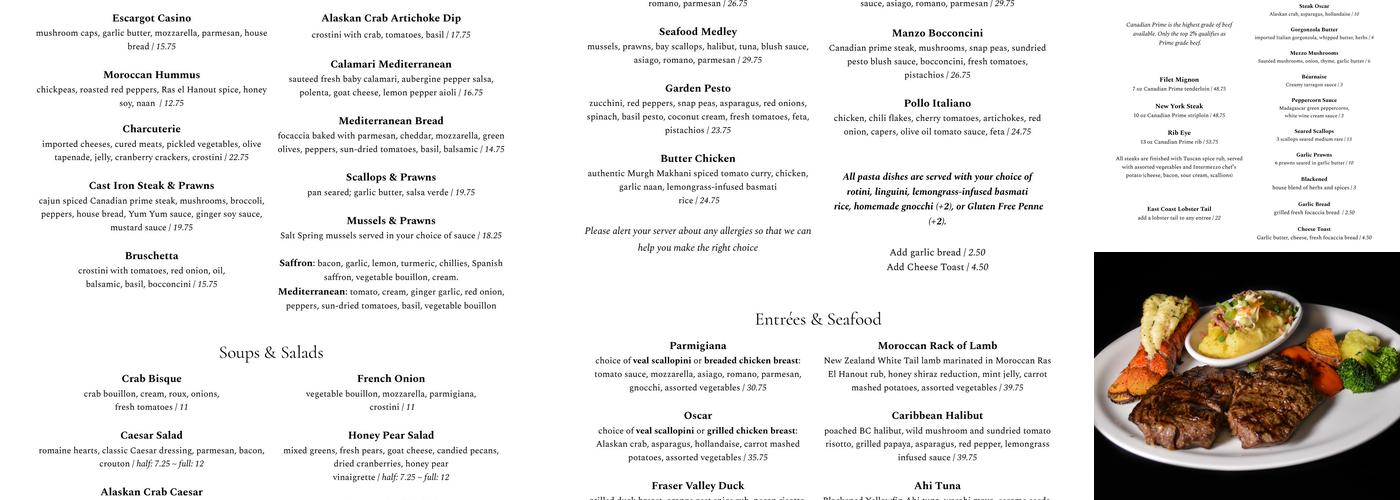 Intermezzo Restaurant and Wine Cellar Menu