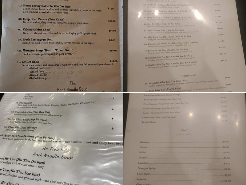 Fresh Lemongrass Vietnamese Restaurant Menu