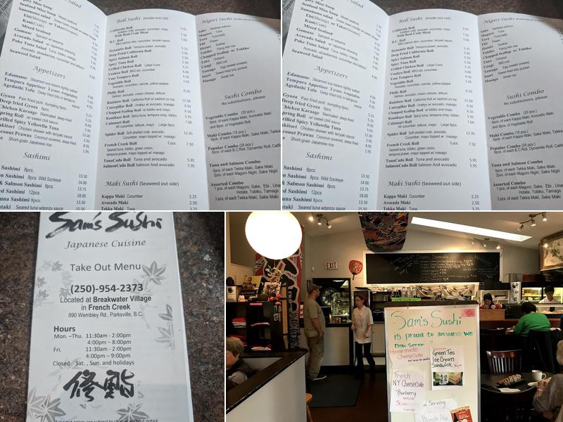 Sam's Sushi Menu