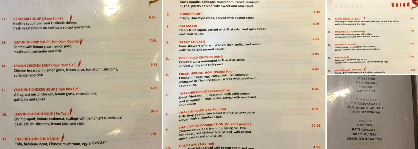Thai Pepper Menu
