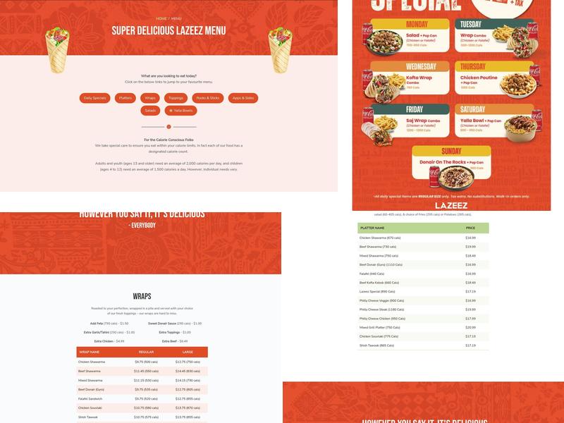 Lazeez Shawarma Menu