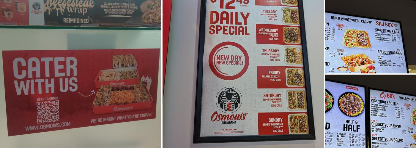 Osmow's Shawarma Menu