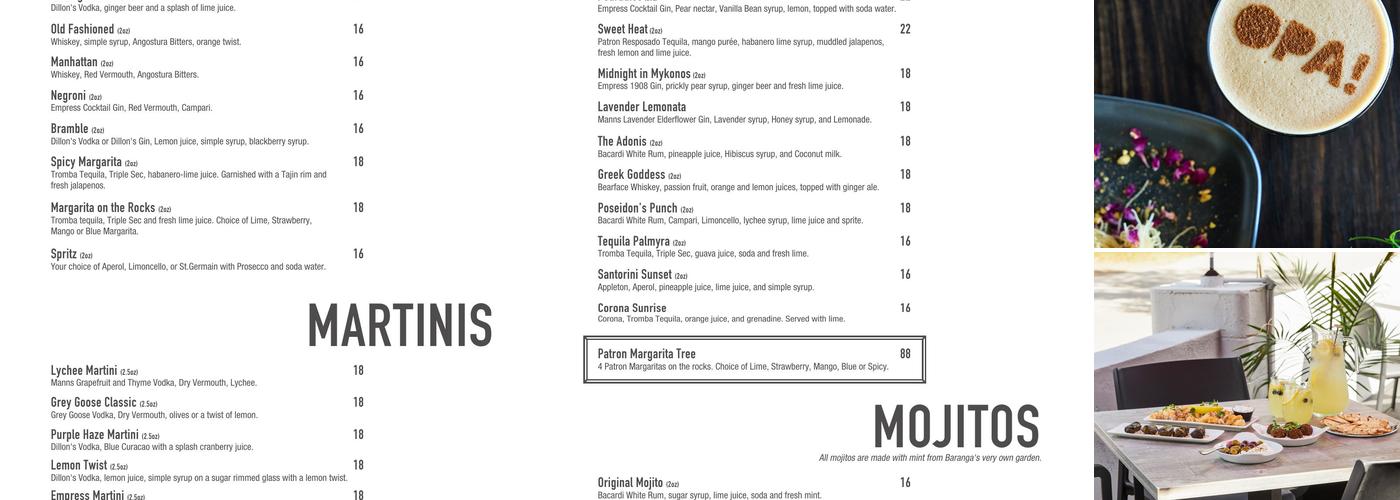 Barangas On The Beach Menu