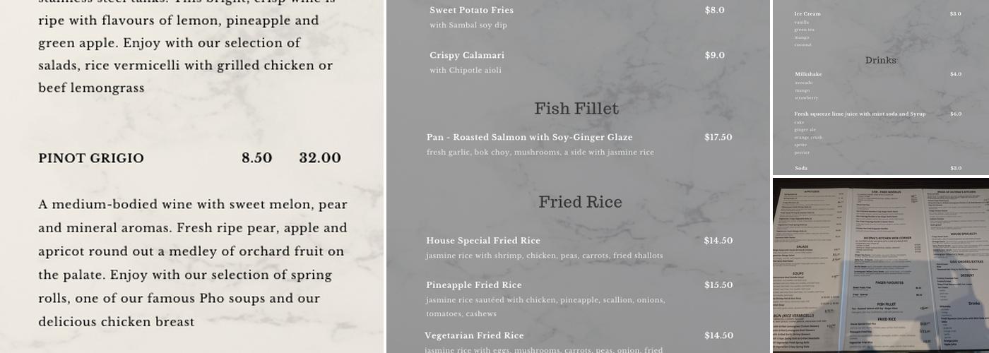 Huong's Kitchen Menu