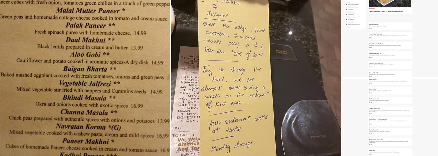 Grain of Salt Indian Cuisine Menu