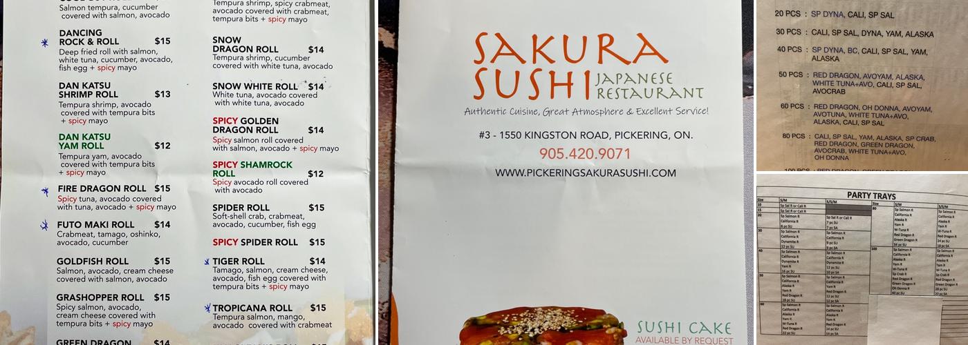 Sakura Sushi Japanese Restaurant Menu
