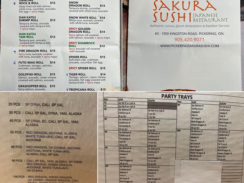 Sakura Sushi Japanese Restaurant Menu