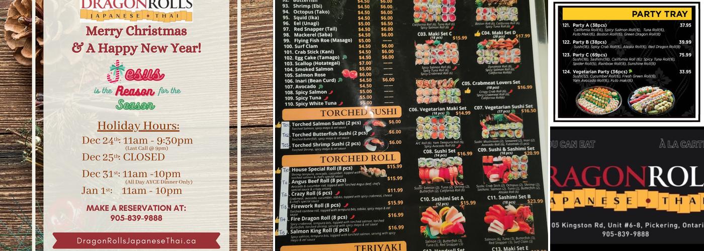 Dragon Rolls Japanese + Thai Menu