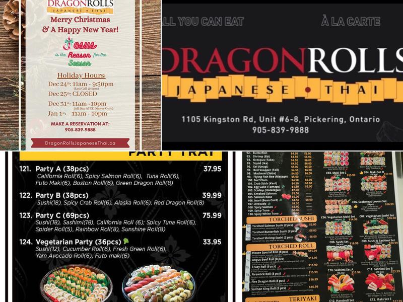 Dragon Rolls Japanese + Thai Menu