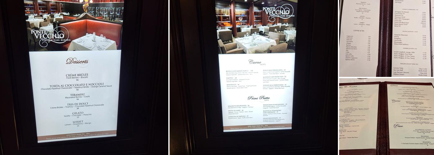 Ponte Vecchio Menu