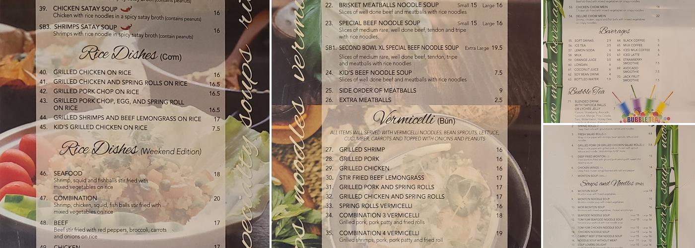Second Bowl Menu