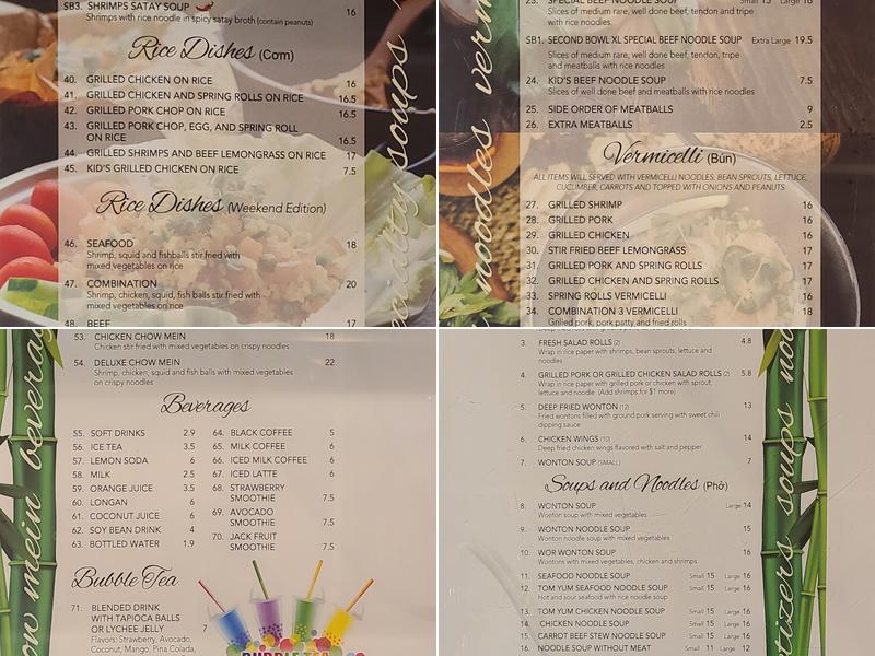 Second Bowl Menu