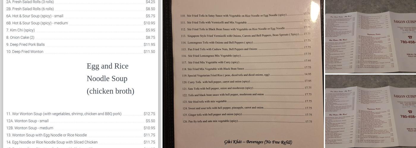Saigon Cuisine Menu