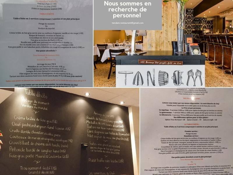 Tandem Restaurant Menu