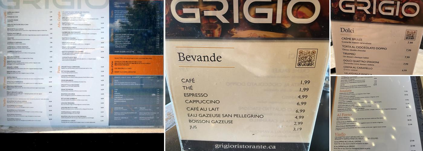Grigio Menu