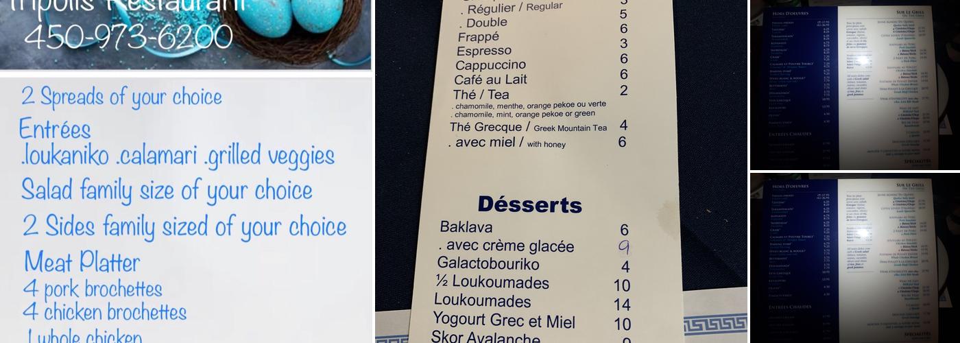 Tripolis Menu