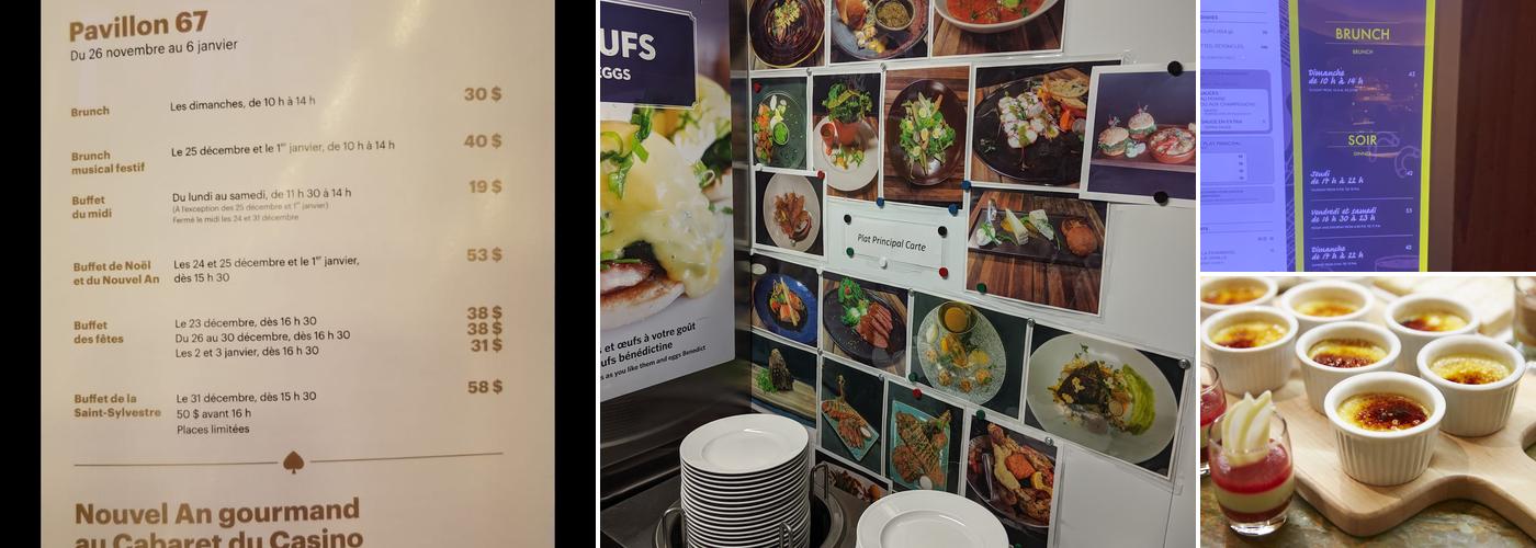 Pavillon 67, buffet gourmand Menu