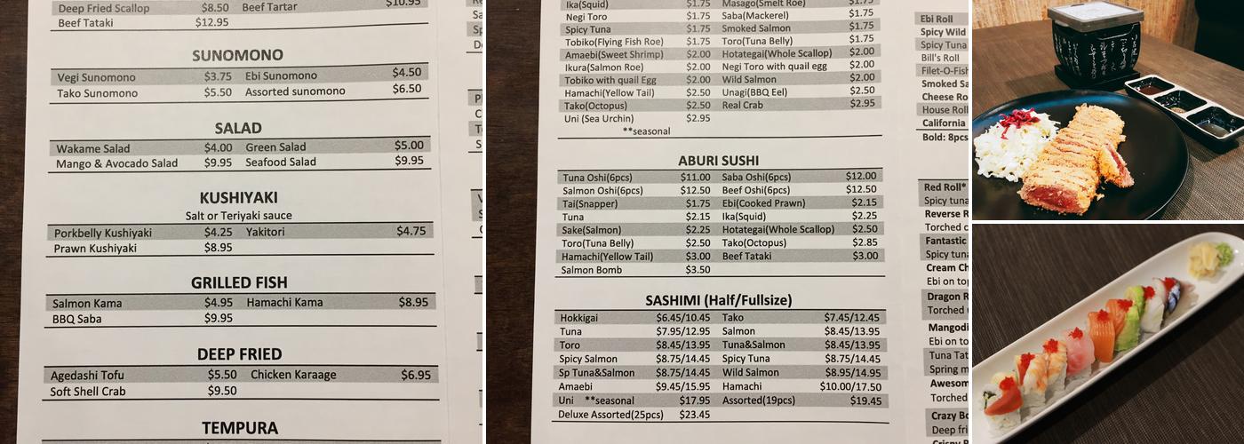 Hyack Sushi Menu