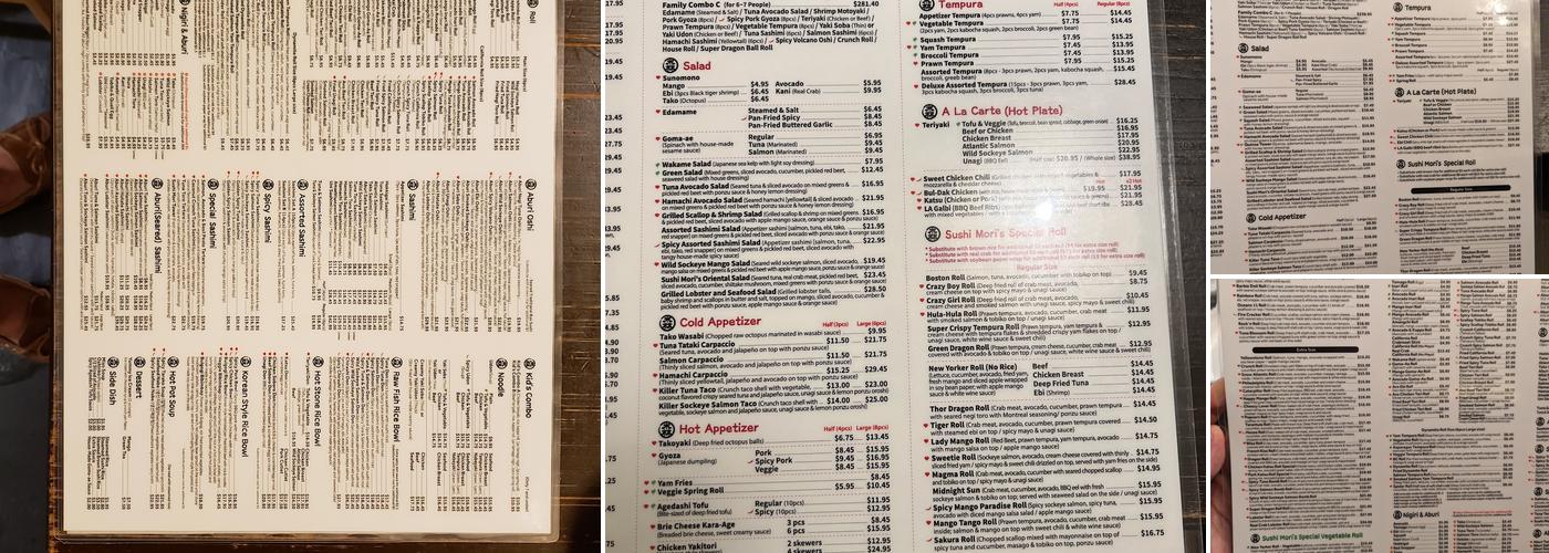 Sushi Mori Menu