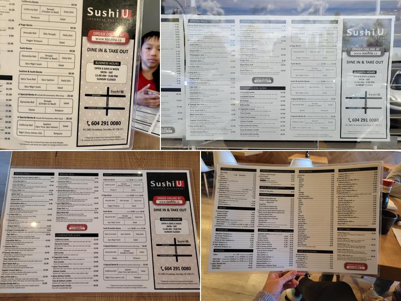 Sushi U Burnaby Menu