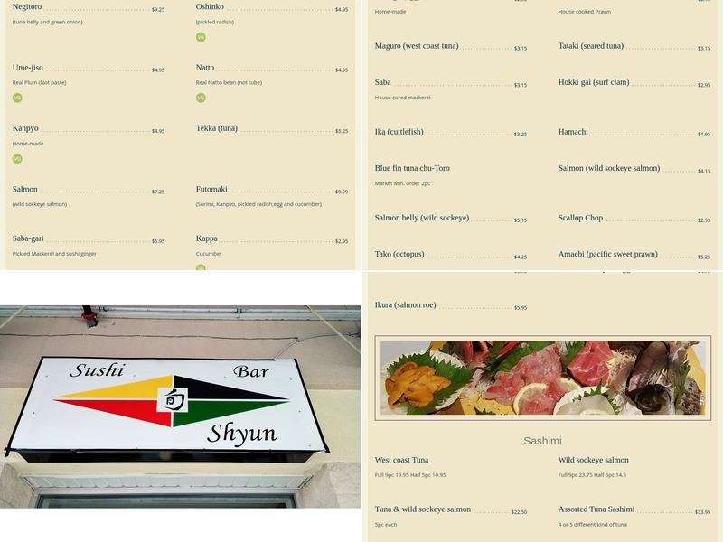 Sushi Bar Shyun Menu