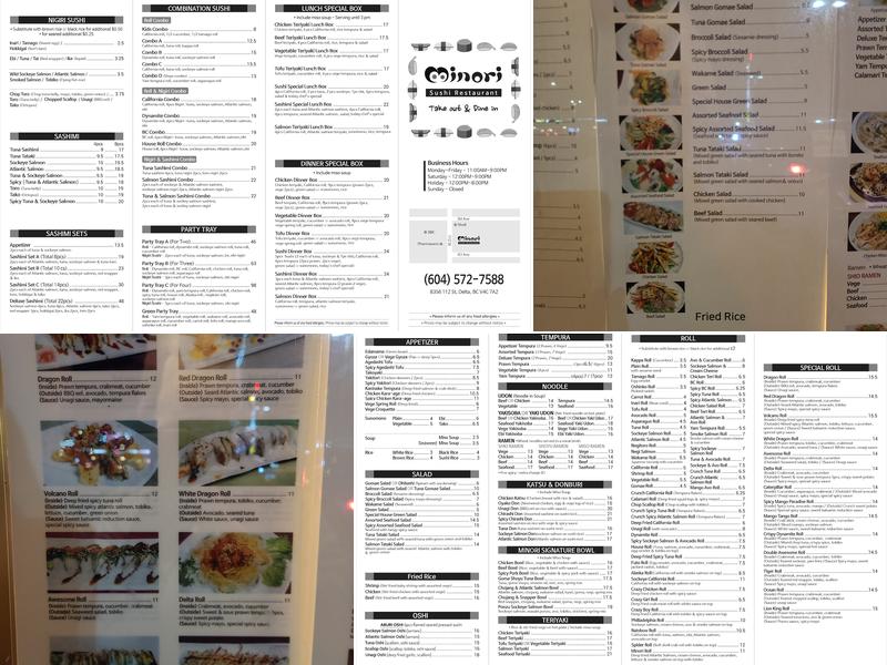 Minori Japanese Restaurant Menu