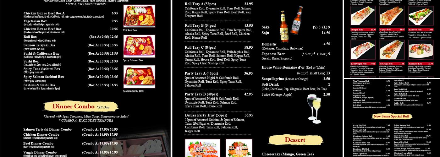Sushi sama Menu