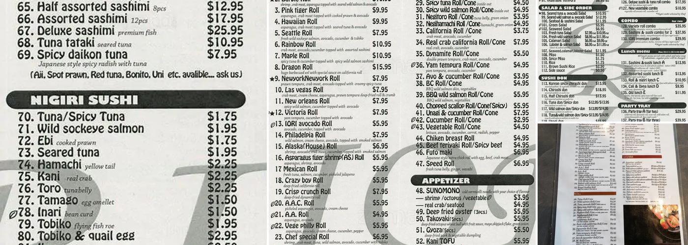 Sushi Bar Iori Menu