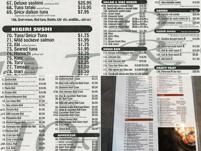 Sushi Bar Iori Menu