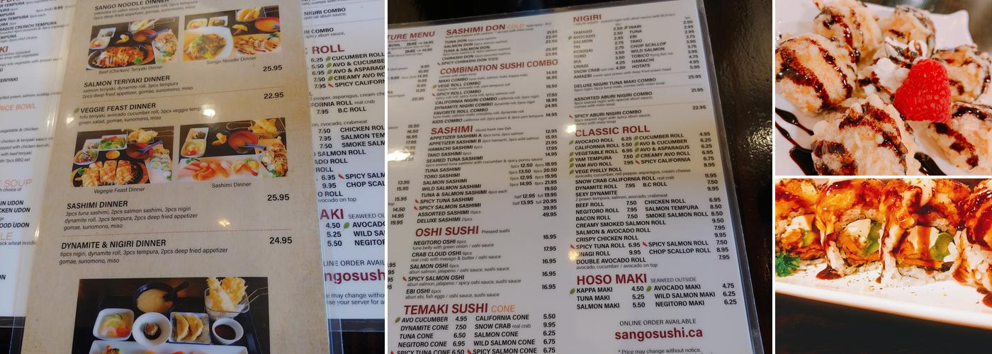 Sango Sushi Pitt Meadows Menu