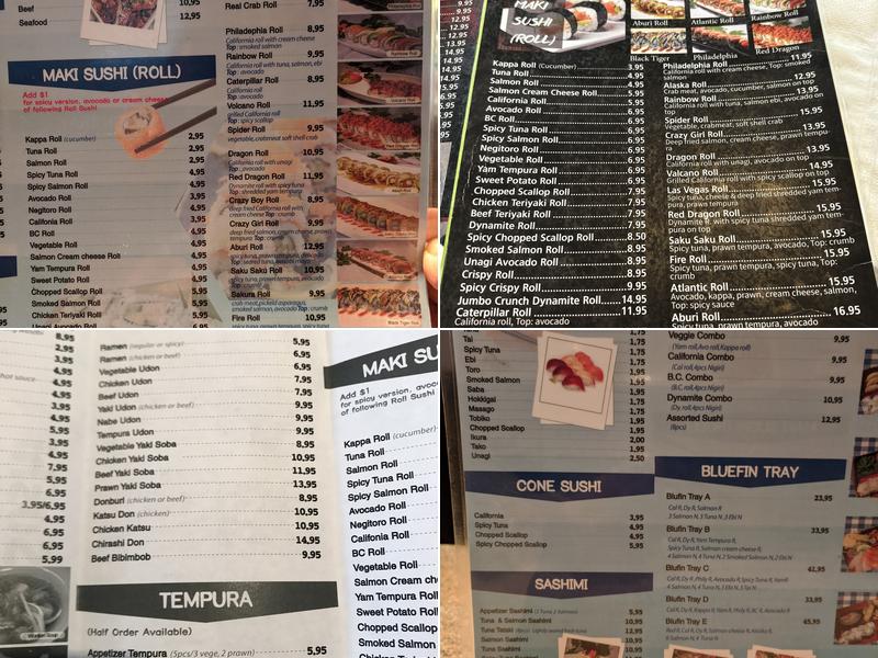 Bluefin Sushi Menu