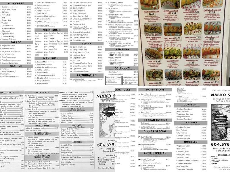 Nikko Sushi Restaurant Menu