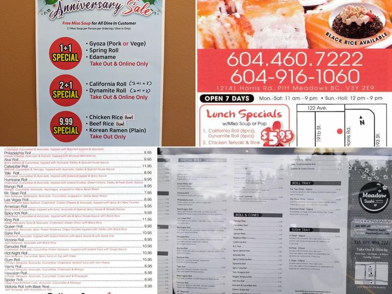 Meadow Sushi Menu