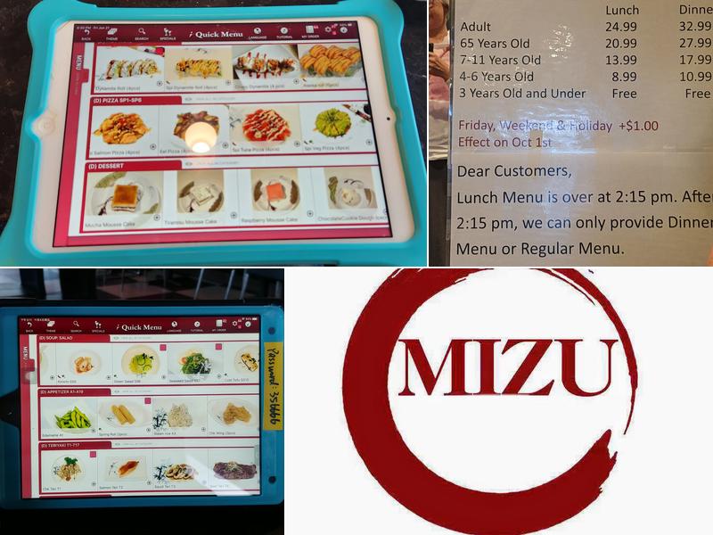 Mizu All You Can Eat Menu