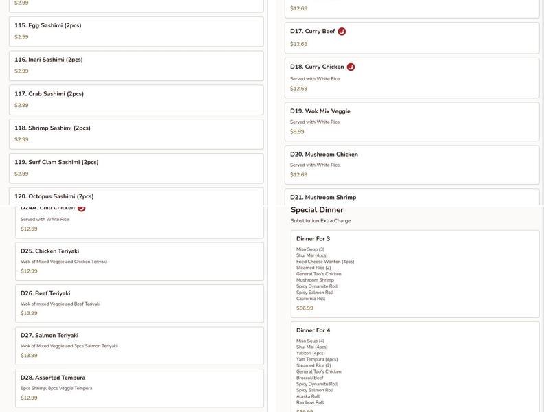 Tokyo Maki Sushi Menu