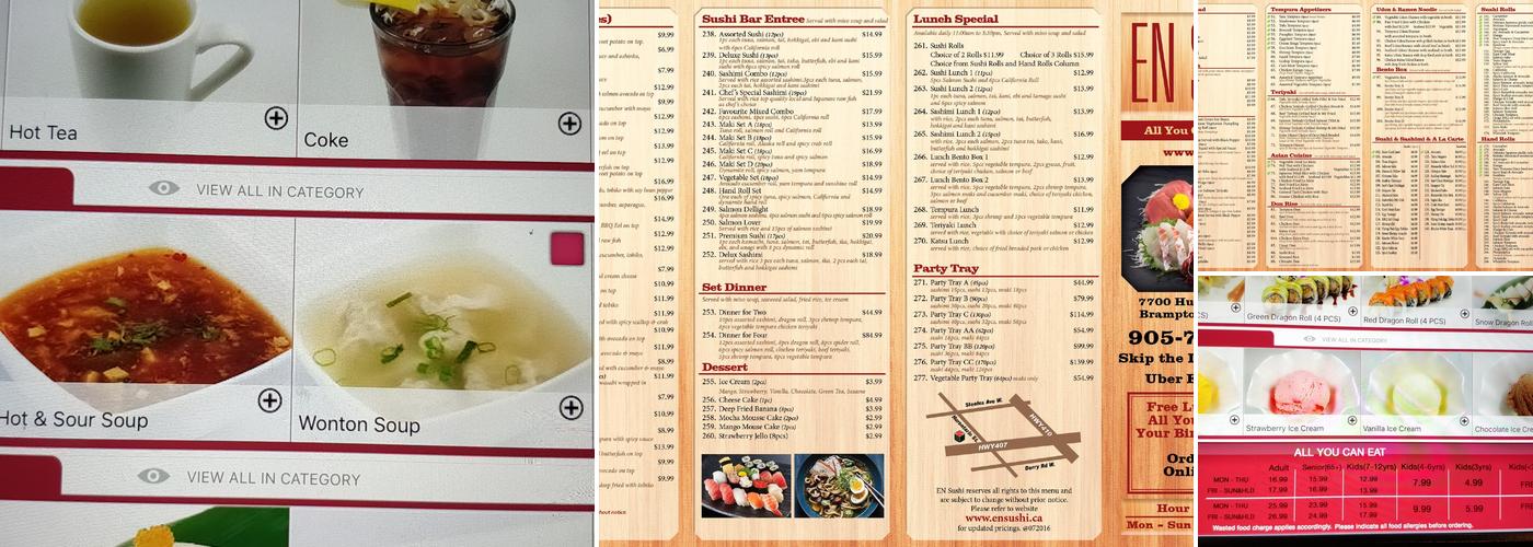 En Sushi Menu