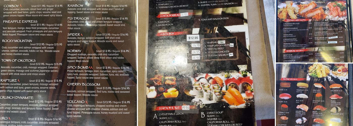Kiro Sushi Menu
