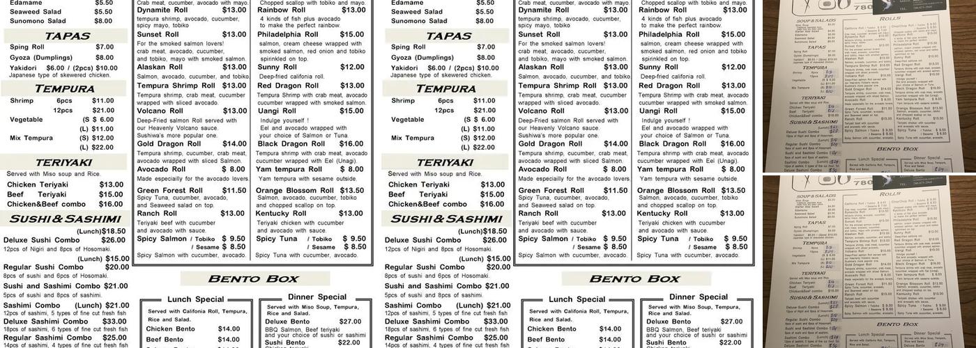 Sushi Wa Menu