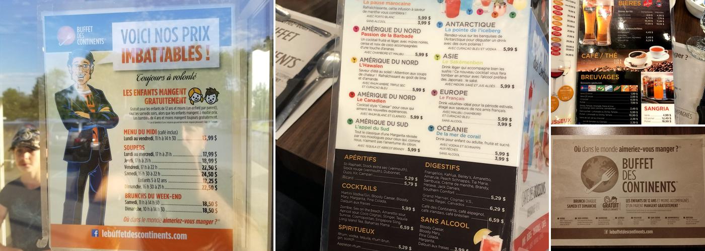 Saveurs des Continents - Mascouche Menu