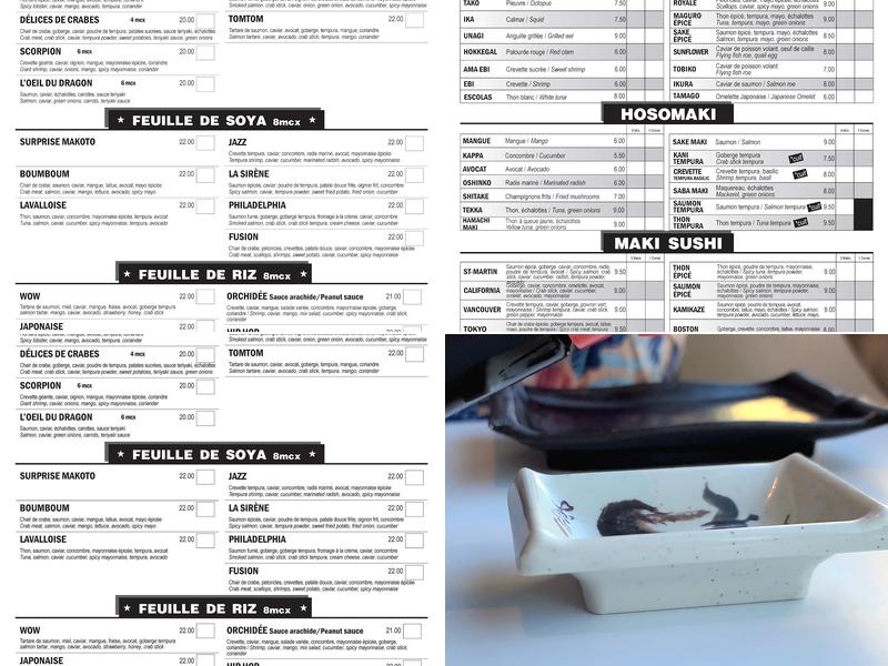 Makoto Sushi Menu